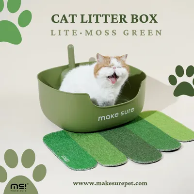 Produktbild von Makesure – LITE Katzentoilette mit Streuschaufel und Vorleger, grün