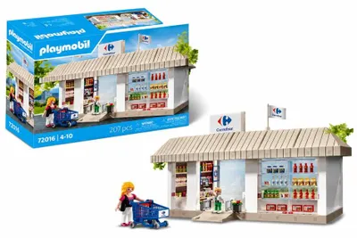 Produktbild von PLAYMOBIL 72016 Carrefour Miniatur Supermarkt – Geschäft mit Zubehör und Figuren – 207 Teile – Bauspiel für Kinder von 4 bis 10 Jahren
