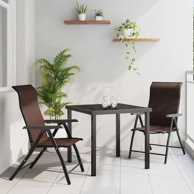 Produktbild von Maison Exclusive - Garten Essgruppe 3 pcs Braun Pulverbeschichteter Stahl