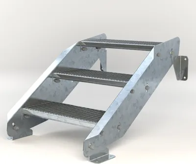Produktbild von Stahltreppe 3 Stufen bis Höhe 64 cm, Laufbreite : 60 cm kein Geländer ST 3 (31 / 9 mm schmal)
