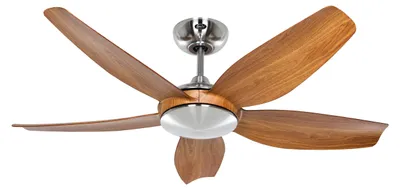 Zdjęcie produktu dla Energooszczędny wentylator sufitowy z pilotem Eco Volare II 116 cm chrom szczotkowany / dąb naturalny