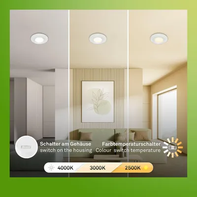Immagine prodotto di Set da 6 faretti LED da incasso per bagno LED faretti da incasso per bagno CTS piatti Ra90