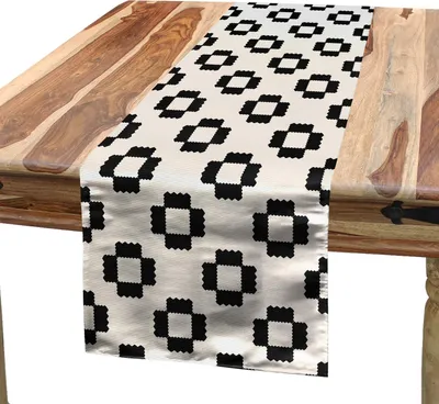 Produktbild von ABAKUHAUS Modern Tischläufer, Kontinuierliche Simplistic Geometrische Ornament-Muster von Jagged Shapes, 40 x 225 cm, Champagner Anthrazit grau