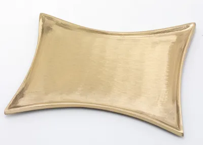 Produktbild von Kerzenteller konkav Messing Gold matt satiniert (Innen 16 x 9 cm)