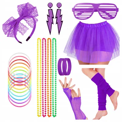 Obrázek produktu pro Luvu Set doplňků pro kostým 80. let Neon Disco