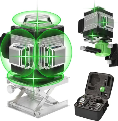 Produktbild von 4D 16 Lines Laser Level 360° Kreuzlinienlaser Grün APP-Fernbedienung 4 x 360º Rotationslaser grüner Laserpegel selbstausgleichende IP54 Staub & Wasserschutz