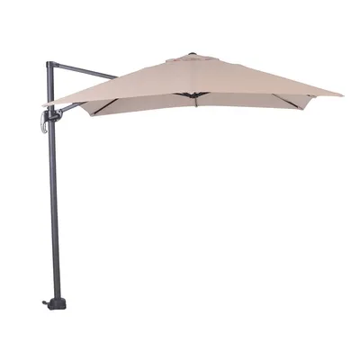A cantilever umbrella is shown against a white background.