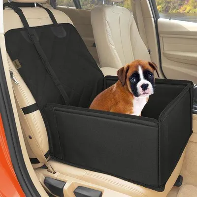 Productafbeelding van Famanu Hondenautostoel: Extra stabiel – Robuuste stoel voor kleine tot middelgrote honden – Versterkte wanden en 3 riemen – Waterdicht, geschikt voor de voorstoel en