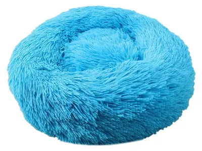 Immagine prodotto di Cuccia per cani, cuccia per gatti, morbida, rotonda, in peluche, 110 cm, blu