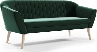 Obrázek produktu pro BETTSO Klasická 3místná pohovka Skandinávský design Dřevěné nohy Elegantní pohovka Čalouněná pohovka do obývacího pokoje PIRS 3 Zelená Tmavě zelená Lahvově zelená