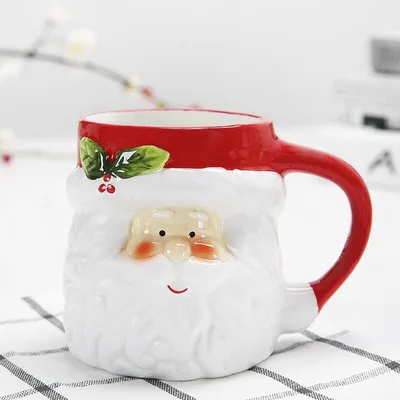 Image de Tasse de Noël en céramique 3D avec cuillère, motif Père Noël
