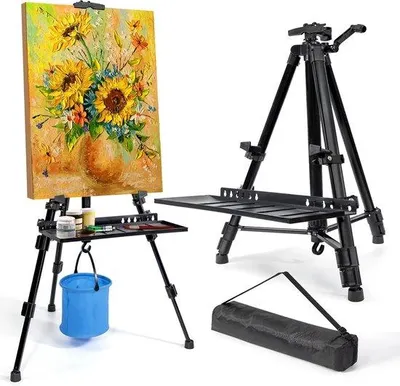 Immagine prodotto di Cavalletti regolabili, in alluminio, 52-162 cm, con custodia, per arte e pittura
