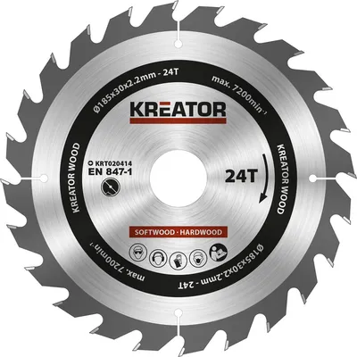 Produktbild von Kreator 185x30x2.2 Mm 24t Holzkreissägescheibe Silber  Silber One Size