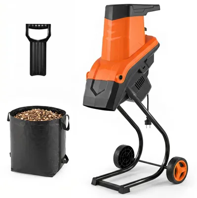 Produktbild von COSTWAY Gartenhäcksler elektrisch 2500W, Messerhäcksler für Äste bis 45mm 21:1 Häckselverhältnis, Häcksler mit Rädern 2 Doppelmesser&50L Auffangbeutel