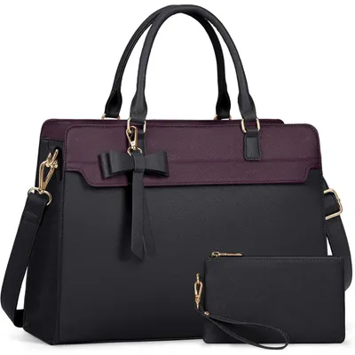 Productafbeelding van Dameshandtas, laptophoes voor 15-inch laptops, waterdicht, zwart en paars