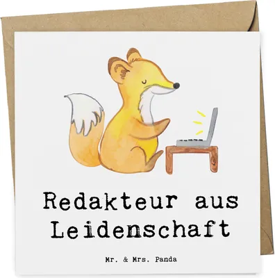 Produktbild von Mr. & Mrs. Panda Glückwunschkarte Redakteur Leidenschaft - Weiß - Geschenk, Beruf, Korrespondent, doppelkarte, Online, Grußkarte, anlasskarte, faltkarte, Spruch, Lustig