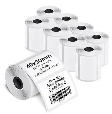 Zdjęcie produktu dla Etykiety termiczne samoprzylepne do drukarki phomemo 40X30MM 9 rolek