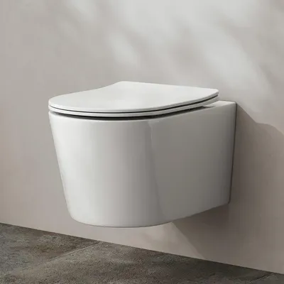 Produktbild von Kronenbach Tube Wand-WC spülrandlos mit Rotationsspülung und WC-Sitz slim