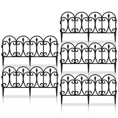 Produktbild von Jopassy Beetzaun 5-teilig Set Zierzaun Beeteinfassung Kunststoff Steckzaun Gartenpalisade Schwarz