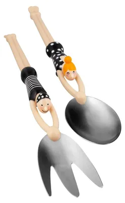 Salatbesteck aus Edelstahl und Kunststoff, schwarz, 33,5 cm