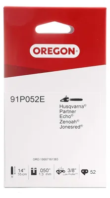 Imagen del producto de Cadena para motosierra Oregon 91P052E, cadena de repuesto de 3/8", 1,3 mm, 52 eslabones, 35 cm (14 pulgadas), compatible con Dolmar, Husqvarna, Solo, Stihl. Marca: Oregon