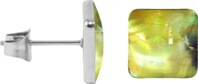 Produktbild von Chirurgenstahl Ohrstecker Perlmutt Quadrat Farbe - Gelb