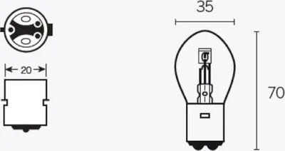 Produktbild von TECNIUM B35 Glühlampen 12V 35/35W - x10