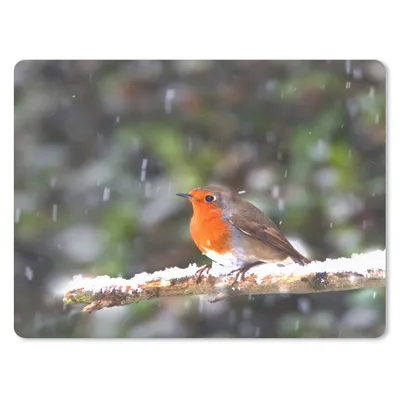 Produktbild von MuchoWow® Mauspad Mousepad Rotkehlchen - Schnee - Zweig 23x19 cm - Mousepads - Maus Mat - Pad - Mausunterlage - Schreibtischunterlage - Mauspad