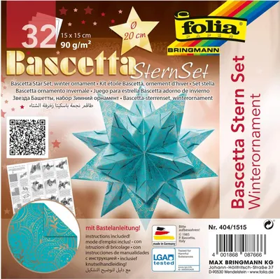 Zdjęcie produktu dla folia ulotka składana Bascetta gwiazda, turkusowa / drukowana