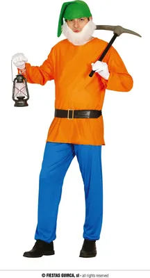 Immagine prodotto di Fiaba nano costume carnevale fantasia festa mondo avventura figura minatore piccolo viaggiatore verde arancione blu stivali, taglia: 48 - 50 (M) colore: arancione