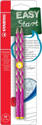 Produktbild von Schmaler Dreikant-Bleistift für Linkshänder - STABILO EASYgraph S in pink - 2er Pack - Härtegrad HB