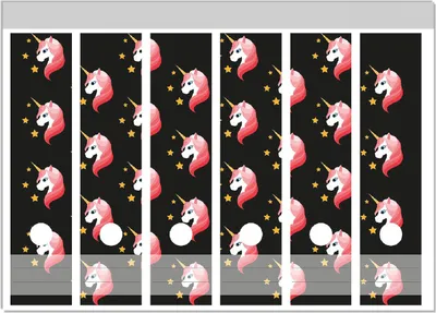 Produktbild von Wallario Ordnerrücken Sticker, selbstklebend für breite Ordner, 6 Stück, Motiv Einhorn Muster - Süße rosa Einhörner mit Sternen