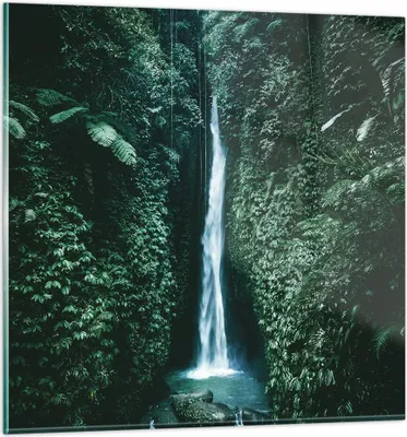 Produktbild von Bilder auf glas - Einteilig - Tropen Wasserfall Dschungel - 40x40cm - Glasbilder - Wandbilder - Bilder - Wanddekoration aus Glas - Glas Bilder - Wandbild auf Glas - GAC40x40-5103