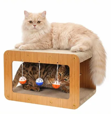 Produktbild von Kratzbaum Katzenkratzbaum Kratzhöhle - 2-in-1 Kratzhaus - 42,5 x 27 x 25 cm - Wellpappe - Rückzugsort