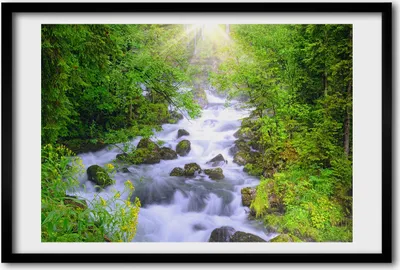 Produktbild von Bild 60x40 MDF-Rahmen, Wandkunst berg-Fluss