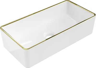Immagine prodotto di Mexen Nadia lavandino da appoggio 46 x 23 cm, bianco/oro bordo - 21614605