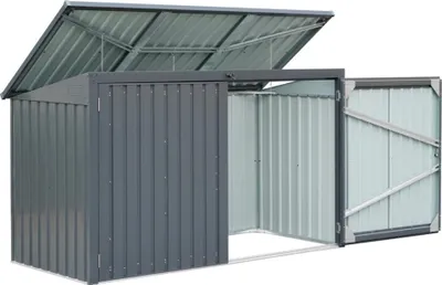 Produktbild von Floraworld Mülltonnenbox aus Stahl für 3 x 240 L Mülltonnen anthrazit