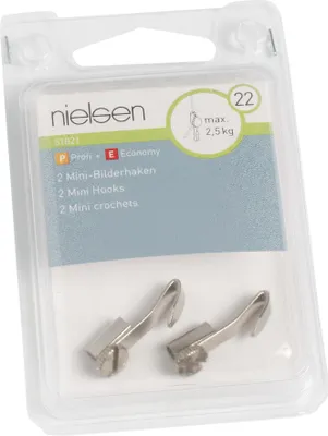 Produktbild von nielsen Mini-Bilderhaken mit Rändelschraube für Galerieschiene (2 Stück/Packung)