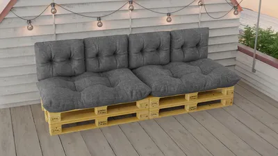 Produktbild von Palettenkissen Set WASSERDICHT Sitzkissen Rückenkissen 120 x 80 cm 60 x 40 cm NEU Größe und Farbe: 6ER SET GRAU (774109)