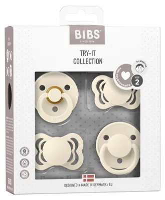 Immagine prodotto di Set di ciucci "Try-it" della marca BIBS, per bambini dai 6 ai 18 mesi, confezione da 4, colore avorio