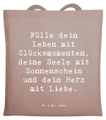 Produktbild von Mr. & Mrs. Panda dokumententasche Spruch Leichtigkeit im Leben - Braun Pastell - Geschenk, besondere Momente, Tasche, Lächeln, Stimmungen, Shopping, Zauber, Motivation