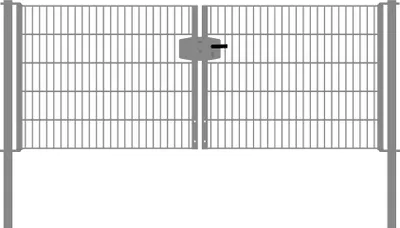 Produktbild von Drahtgittertor 2-flügelig, Durchgangslichte: 264 cm, Gesamtbreite inkl. Pfosten: 276 cm - Ausführung: verzinkt, Höhe: 103 cm