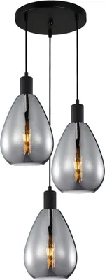 Zdjęcie produktu dla Lampa wisząca nowoczesna okrągła czarna szklane dymione klosze do salonu jadalni 3xE27 40W ZULO Italux