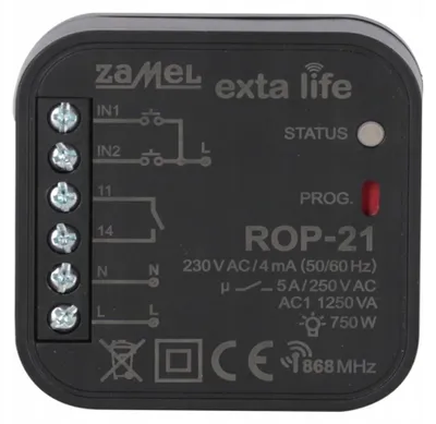 Zdjęcie produktu dla Zamel | Odbiornik radiowy ROP-21 - 1-kanałowy - czarny - Smart Home - łatwa instalacja - bezpieczeństwo