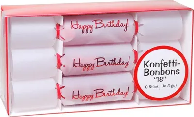 Produktbild von Set Konfetti-Bonbon  18 , 6-tlg. weiss/rot zum 18. Geburtstag