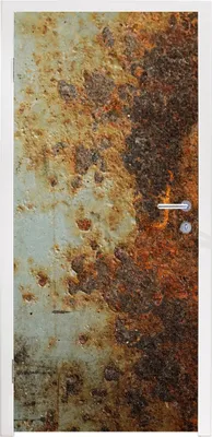 Obrázek produktu pro MuchoWow® Plakát na dveře - Ocelový plech - Starý - Rez - 205x80 cm - Samolepicí fólie na dveře