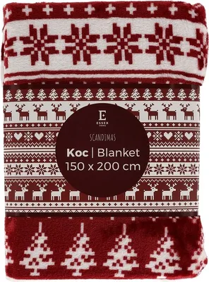 Produktbild von Decke, flauschige Weihnachtsdecke Scandimas 150x200cm Rot, Weihnachtsrentier