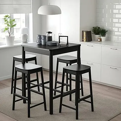 Produktbild von RÖNNINGE/RÖNNINGE Bartisch mit 4 Barhockern, schwarz/schwarz