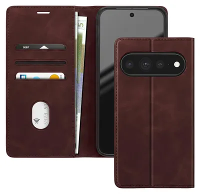 Immagine prodotto di Custodia portafoglio per Google Pixel 11 / 11 Pro, effetto pelle scamosciata con supporto, color bordeaux