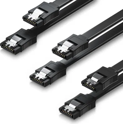 Produktbild von deleyCON 3x 0,5m SATA 3 Kabel 2x Stecker gerade Länge: 50cm Farbe: Schwarz